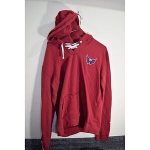 Washington Capitals NHL Hockey SEWN LOGO Hoodie Sweatshirt WOMENS L Red‎
